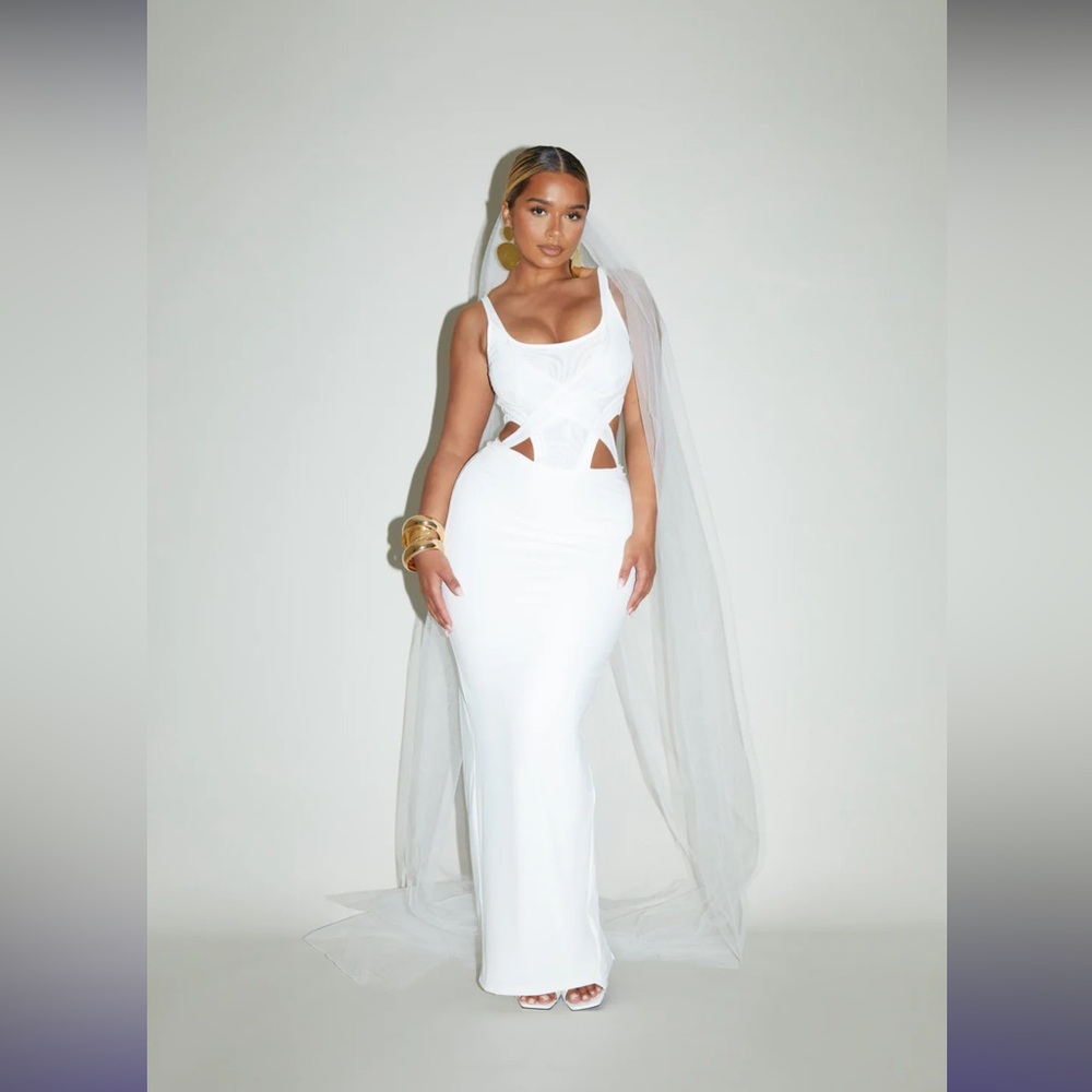 BBXBRAND Corset Cut Out Dress — Yacht White